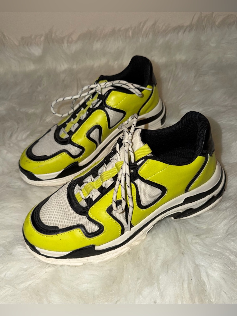 Sole Society Neon Yellow Black & White Chunky Sneakers